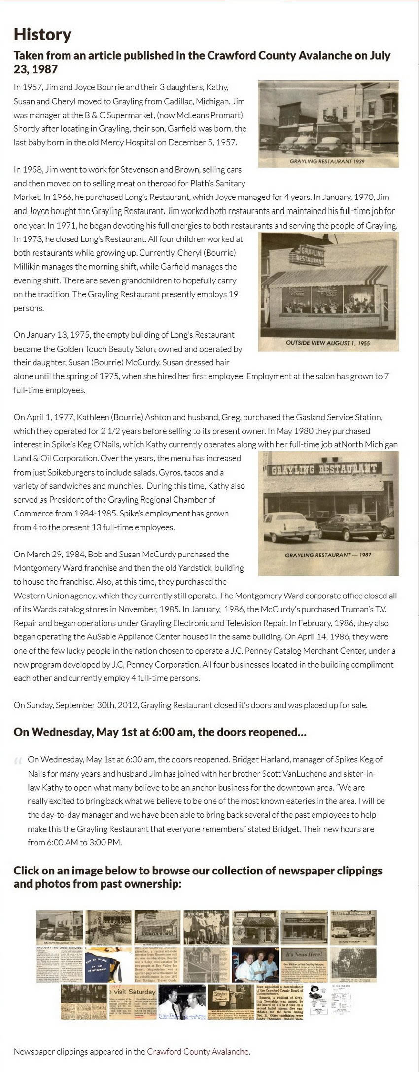 Grayling Restaurant - Restaurant History (newer photo)